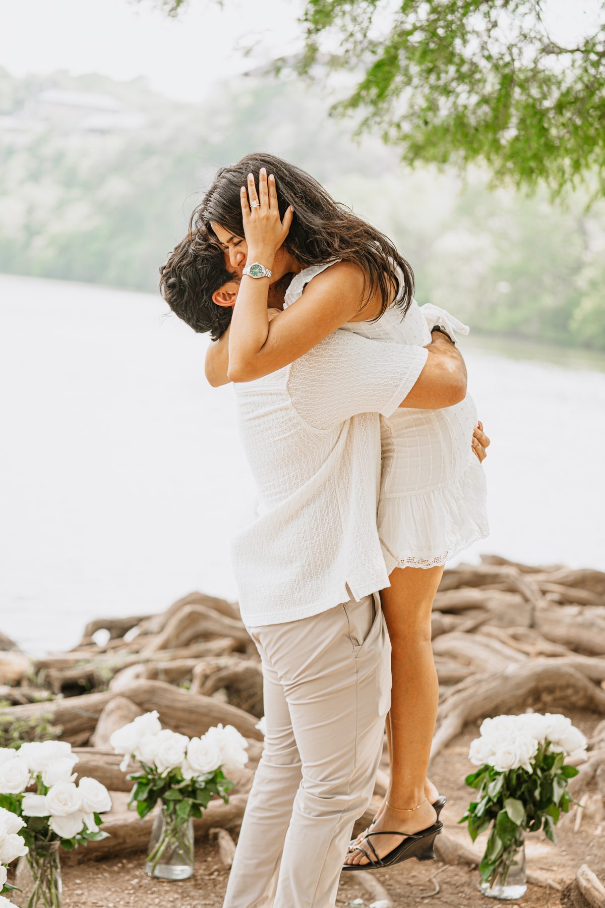 Shane and Isha embracing